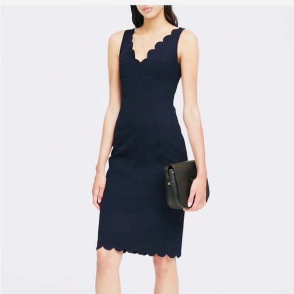 NWT sz14 Banana Republic bi-stitch Scalloped Dress - Picture 1 of 10